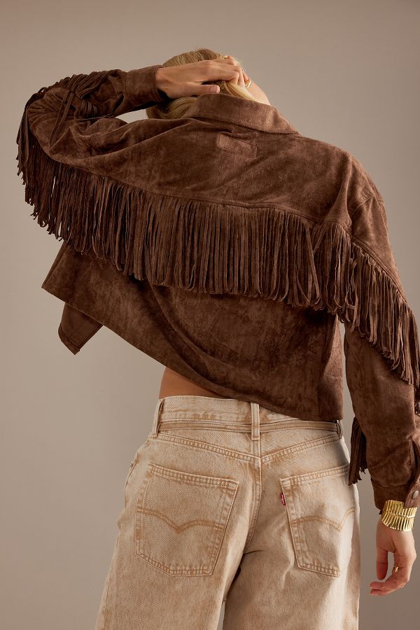 Slide View: 4: BLANKNYC Faux Suede Fringe Jacket