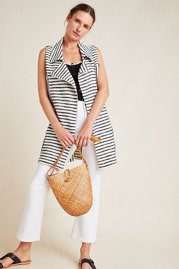 Slide View: 1: Ellis Striped Moto Vest