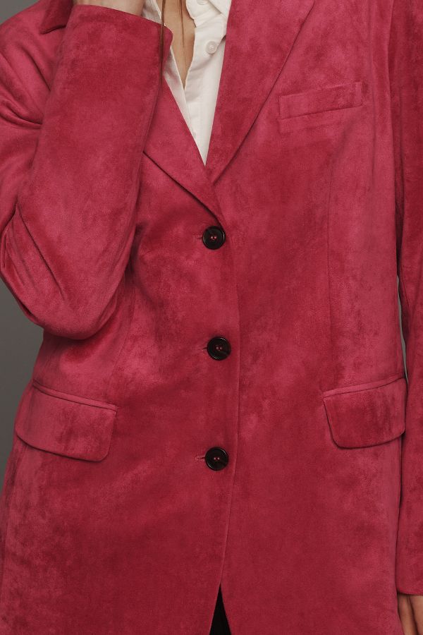 Slide View: 2: Dolan Left Coast Faux-Suede Boyfriend Blazer