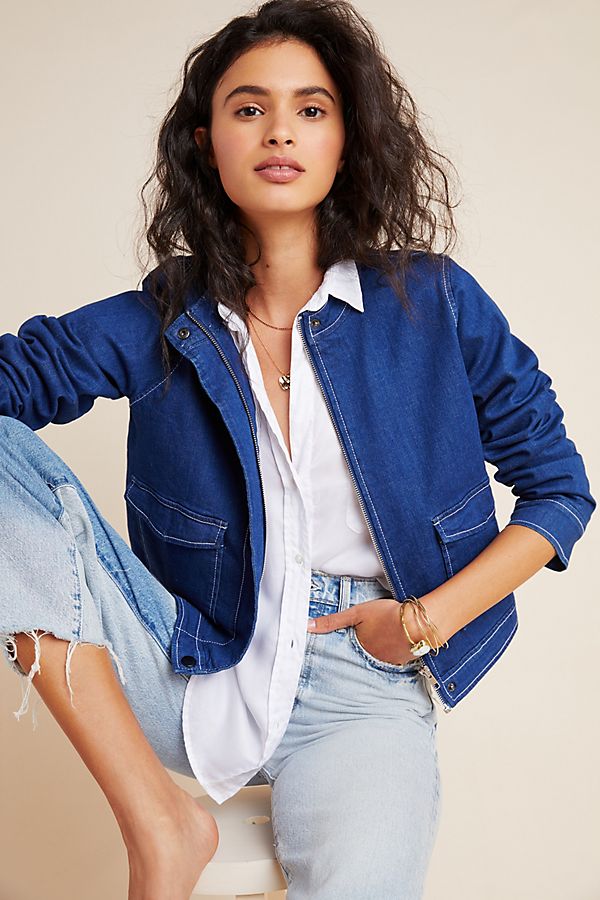 Slide View: 1: Livie Denim Trucker Jacket