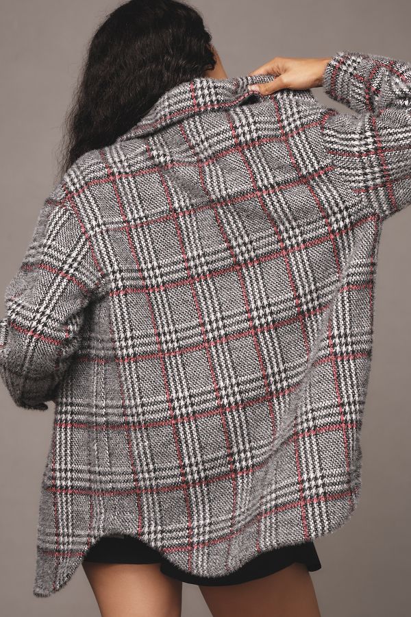 Slide View: 4: Greylin Plaid Fuzzy Knit Jacket