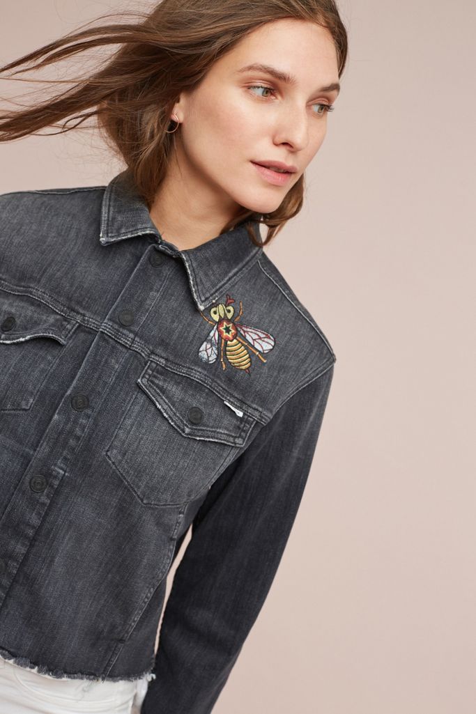 black frayed denim jacket