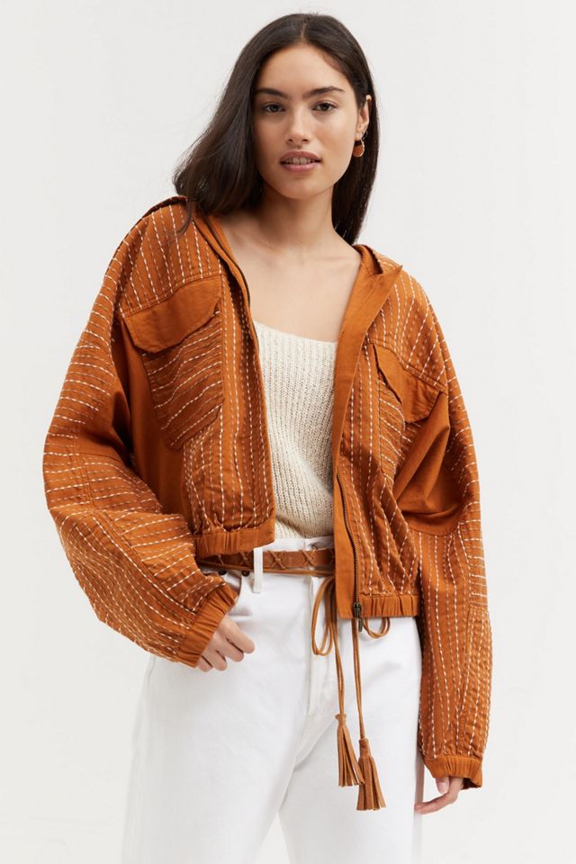 Hooded ContrastStitch Jacket Anthropologie