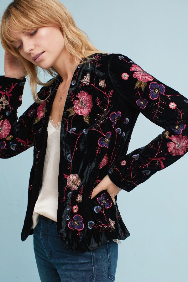 Embellished Velvet Jacket Anthropologie 9601