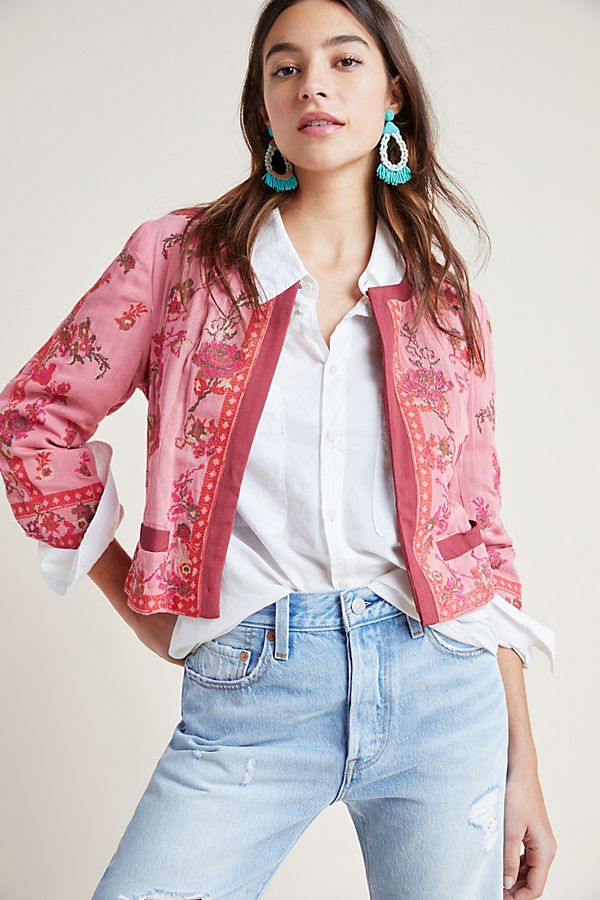 Slide View: 1: Evanio Rose Embroidered Jacket