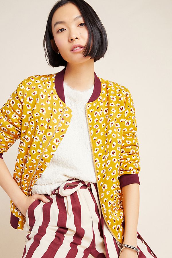 Slide View: 1: Amie Floral Bomber Jacket