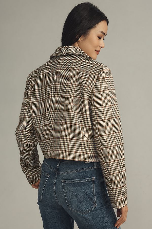 Slide View: 2: Avec Les Filles Cropped Plaid Lady Jacket