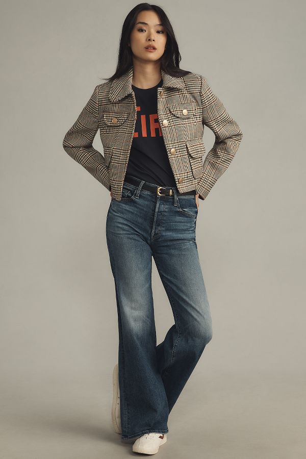 Slide View: 3: Avec Les Filles Cropped Plaid Lady Jacket