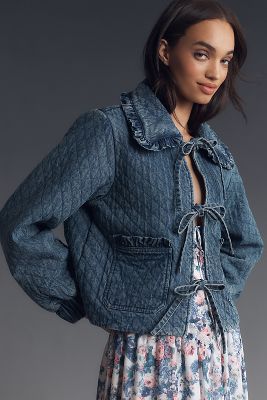 The Maura Bow-Tie Denim Jacket by Avec Les Filles