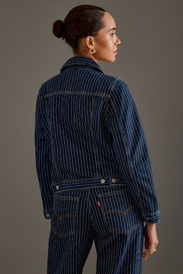 Slide View: 3: Levi's Original Trucker Nadelstreifen Denim Jacke