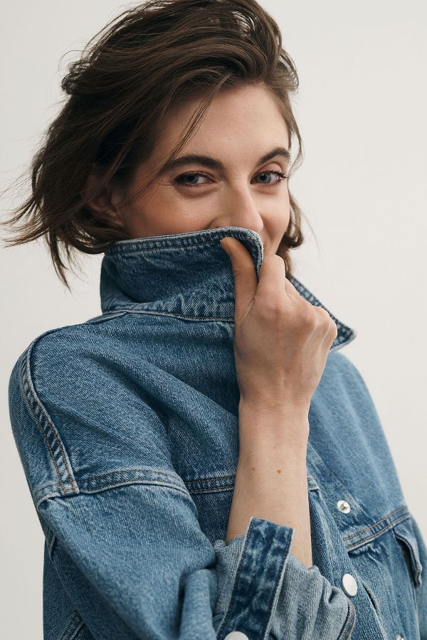 Slide View: 7: The Weston Denim Boyfriend Jacket by Pilcro