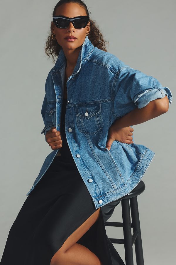 Slide View: 8: The Weston Denim Boyfriend Jacket by Pilcro