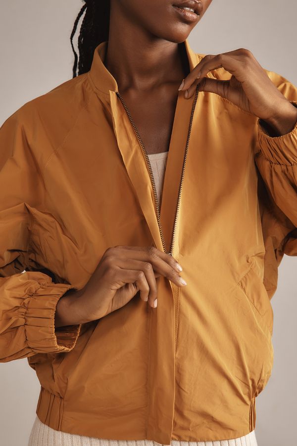 Slide View: 4: Maeve Balloon-Sleeve Bomber Jacket