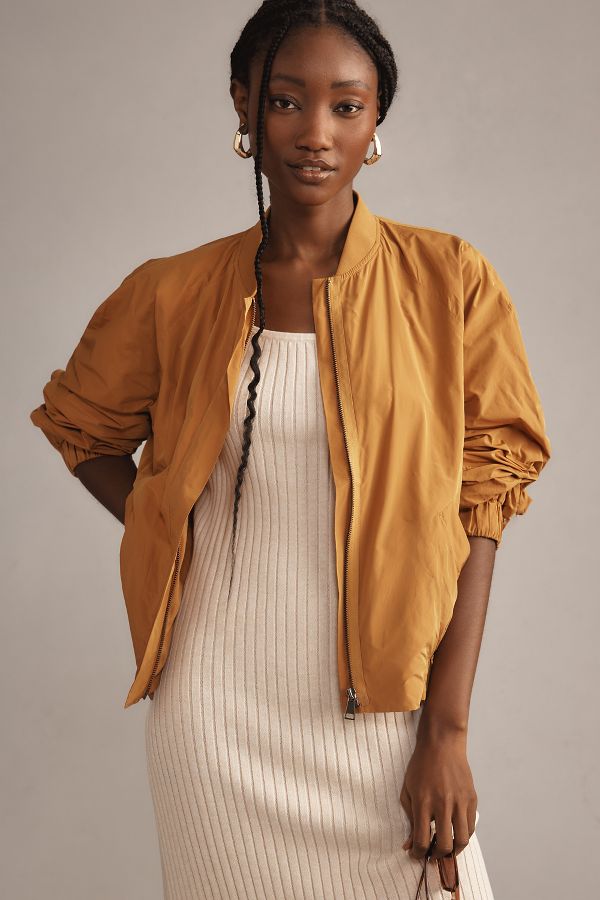 Slide View: 1: Maeve Balloon-Sleeve Bomber Jacket