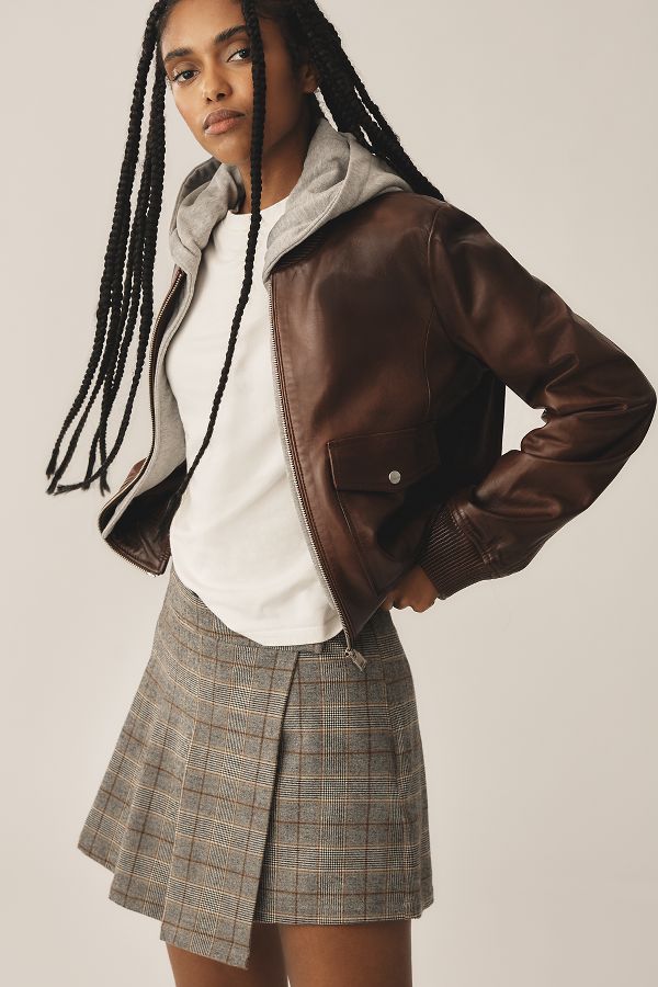 Slide View: 4: Lamarque Candace Leather Bomber Jacket