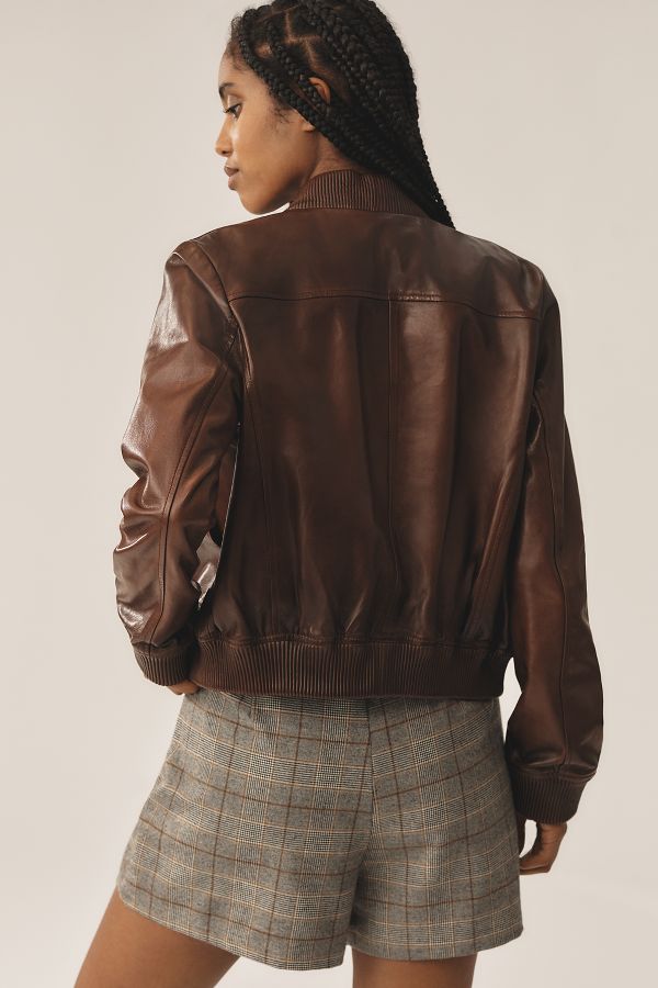 Slide View: 5: Lamarque Candace Leather Bomber Jacket