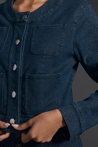 Slide View: 4: The Cora Patch Pocket Jacket by Maeve: Sparkle Denim Edition