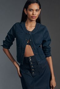 Slide View: 1: The Cora Patch Pocket Jacket by Maeve: Sparkle Denim Edition