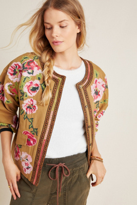 Maeve Needlepoint Bomber Jacket | Anthropologie