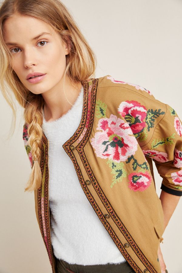 Needlepoint Bomber Jacket Anthropologie UK