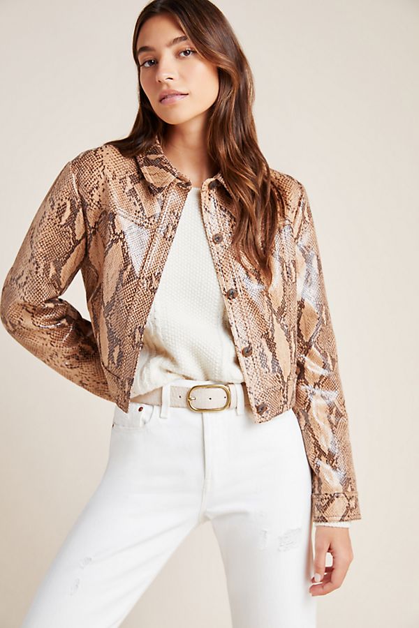 Slide View: 1: Python Textured Trucker Jacket