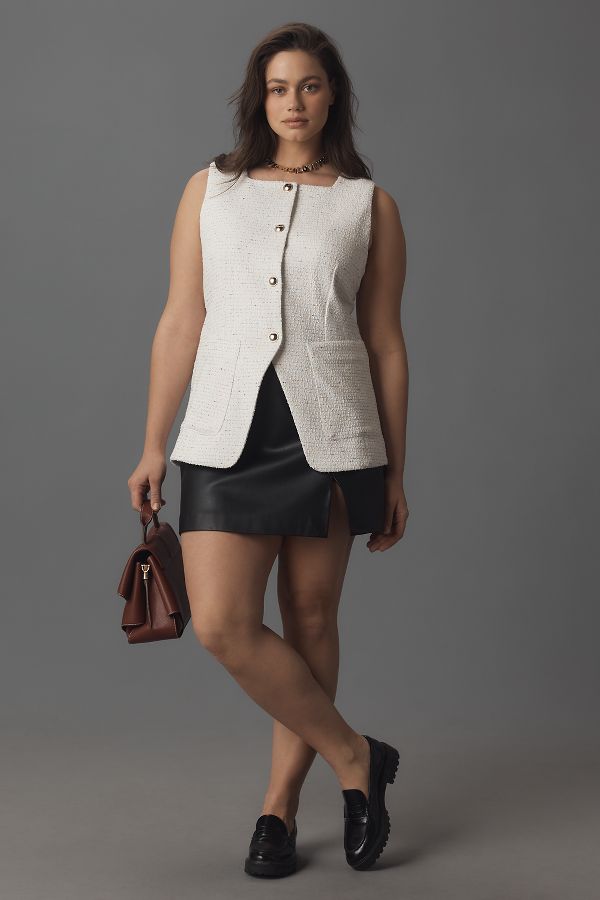 Slide View: 7: Maeve Square-Neck Tweed Vest