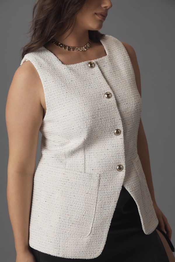 Slide View: 8: Maeve Square-Neck Tweed Vest