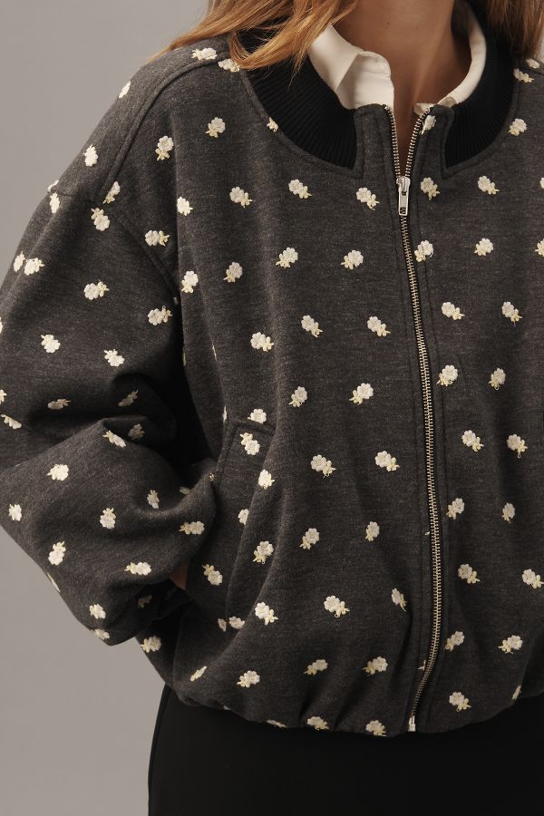 Slide View: 4: Maeve Embroidered Plush Bubble Coat