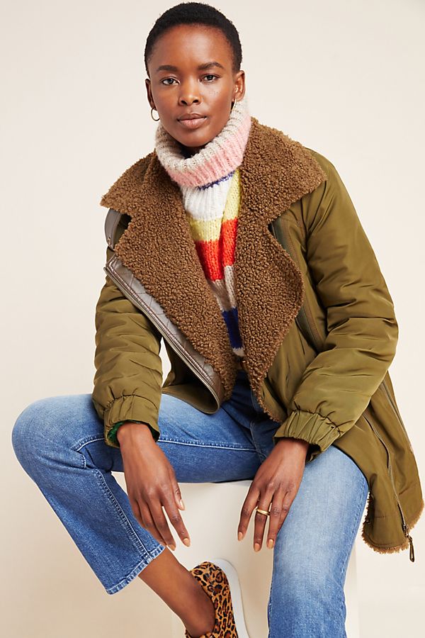 Slide View: 1: Sherpa-Lined Parka Jacket