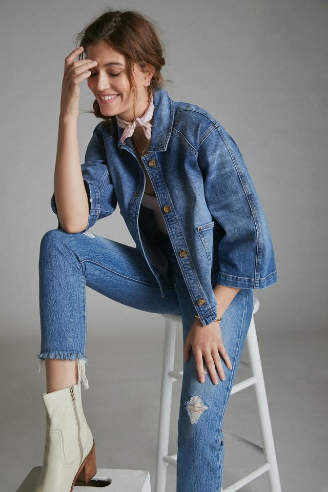 Pilcro Bell-Sleeved Denim Trucker Jacket | Anthropologie