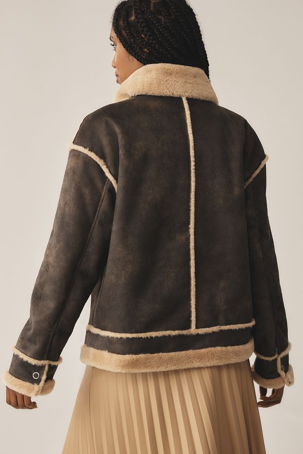 Slide View: 3: NVLT Shearling Biker Jacket