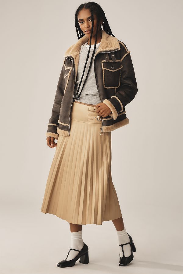 Slide View: 4: NVLT Shearling Biker Jacket