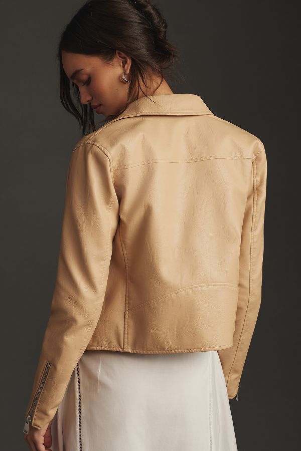 Slide View: 2: The Saige Faux-Leather Moto Jacket