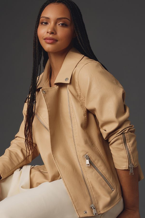 Slide View: 5: The Saige Faux-Leather Moto Jacket