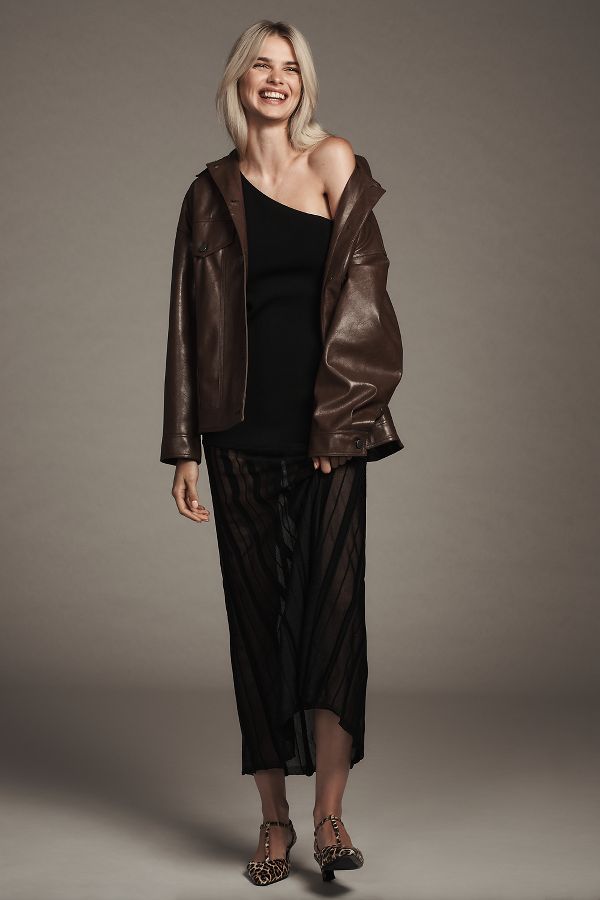 Slide View: 2: The Weston Boyfriend Jacket by Pilcro: Faux Leather Edition