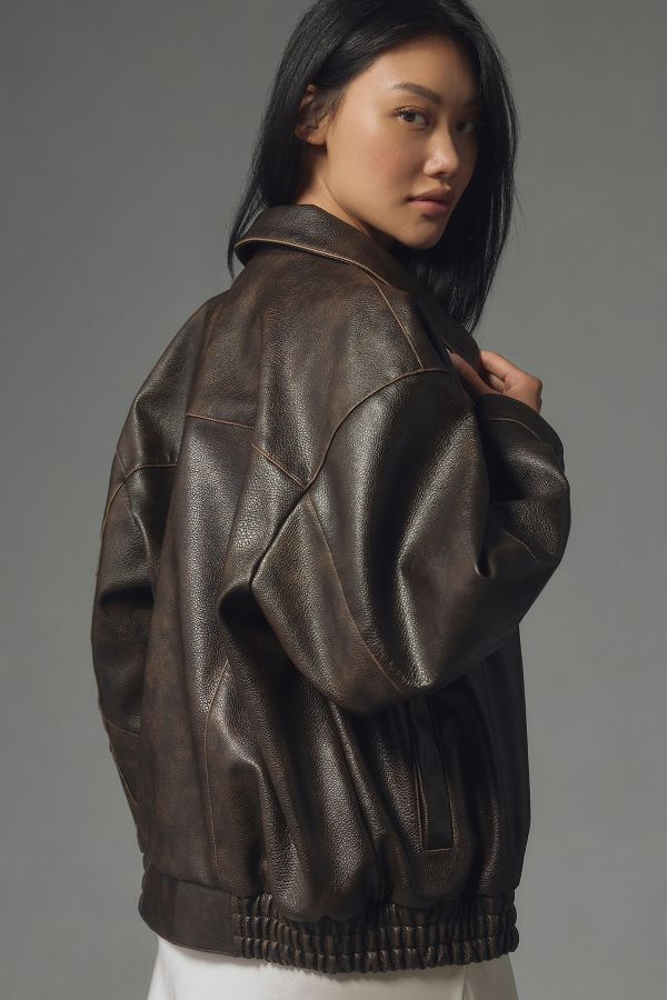 Slide View: 3: Pilcro Oversized Washed Faux-Leather Jacket