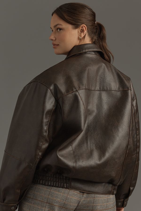 Slide View: 7: Pilcro Oversized Washed Faux-Leather Jacket