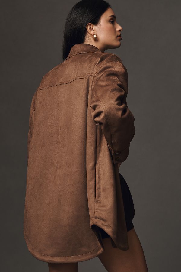 Slide View: 2: The Tillie Relaxed Faux-Suede Shacket by Pilcro