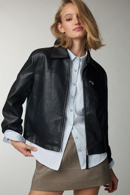 Pilcro Faux Leather Crop Moto Jacket
