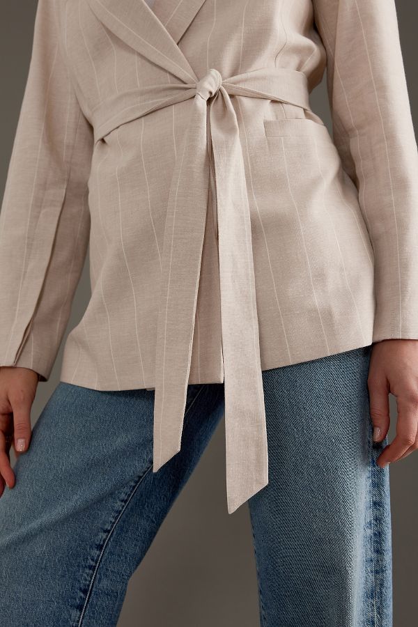 Slide View: 6: ALIGNE Saturn Linen Belted Blazer