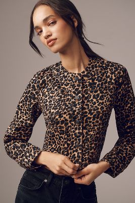 The Cora Patch Pocket Jacket by Maeve: Leopard Edition