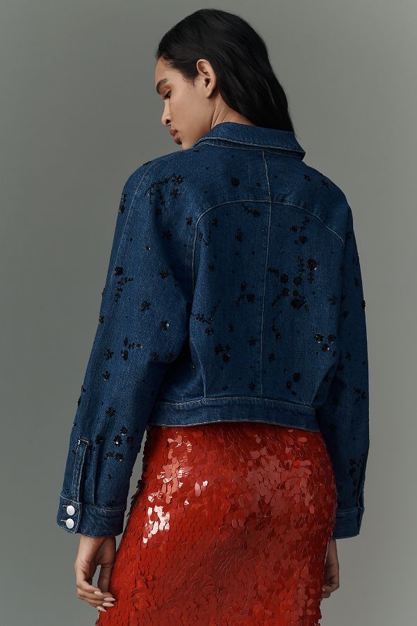 Slide View: 2: Pilcro Dolman-Sleeve Beaded & Sequin Denim Jacket