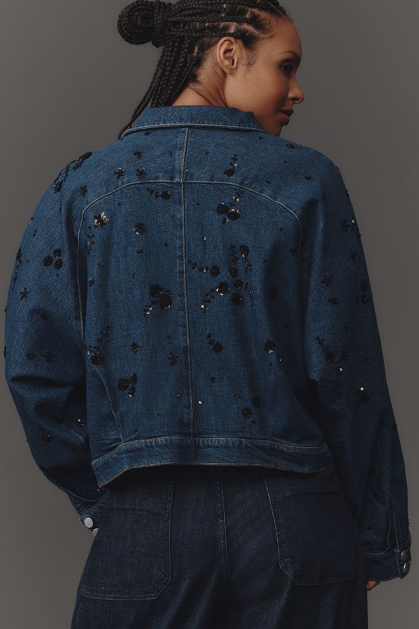 Slide View: 6: Pilcro Dolman-Sleeve Beaded & Sequin Denim Jacket