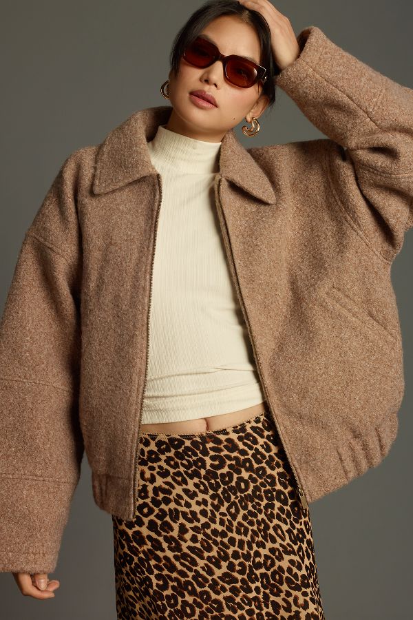 Slide View: 8: By Anthropologie Oversized Soft Bomber Jacket