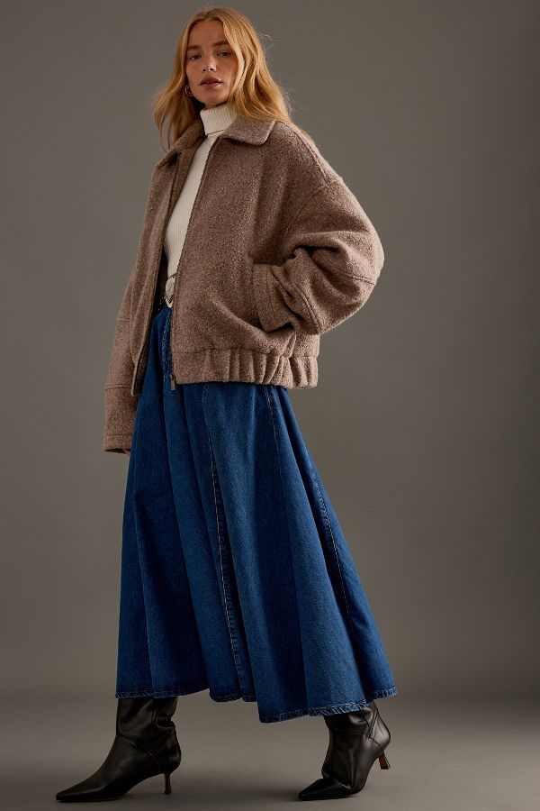 Slide View: 2: By Anthropologie Oversized Soft Bomber Jacket