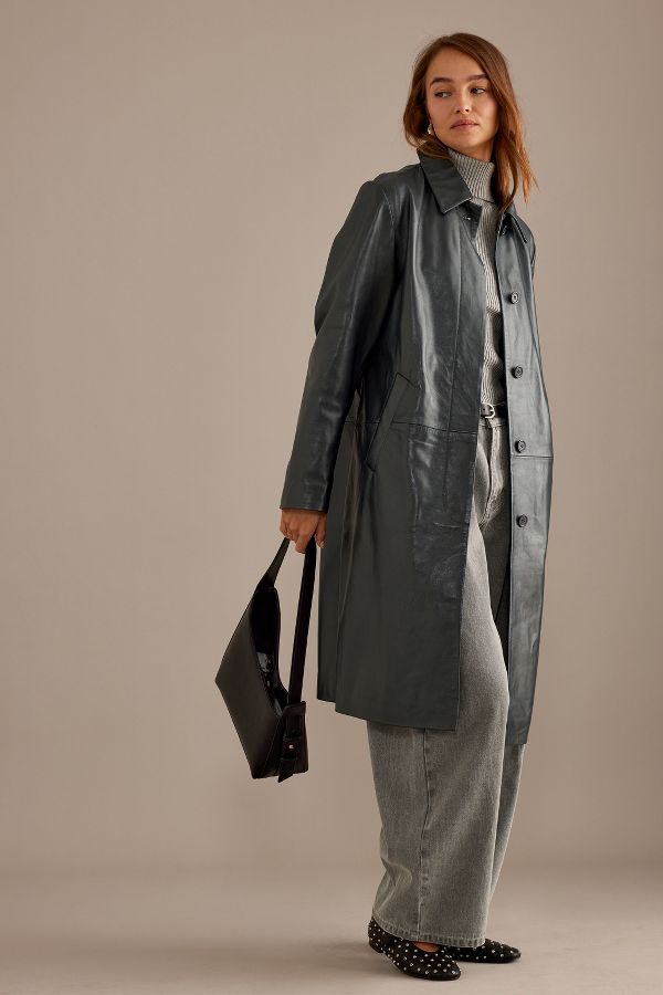 Vista de diapositivas: 2: Abrigo Trench De Cuero By Anthropologie