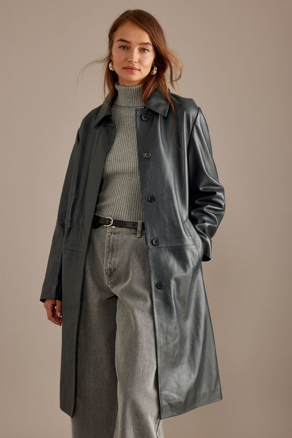 Vista de diapositivas: 4: Abrigo Trench De Cuero By Anthropologie