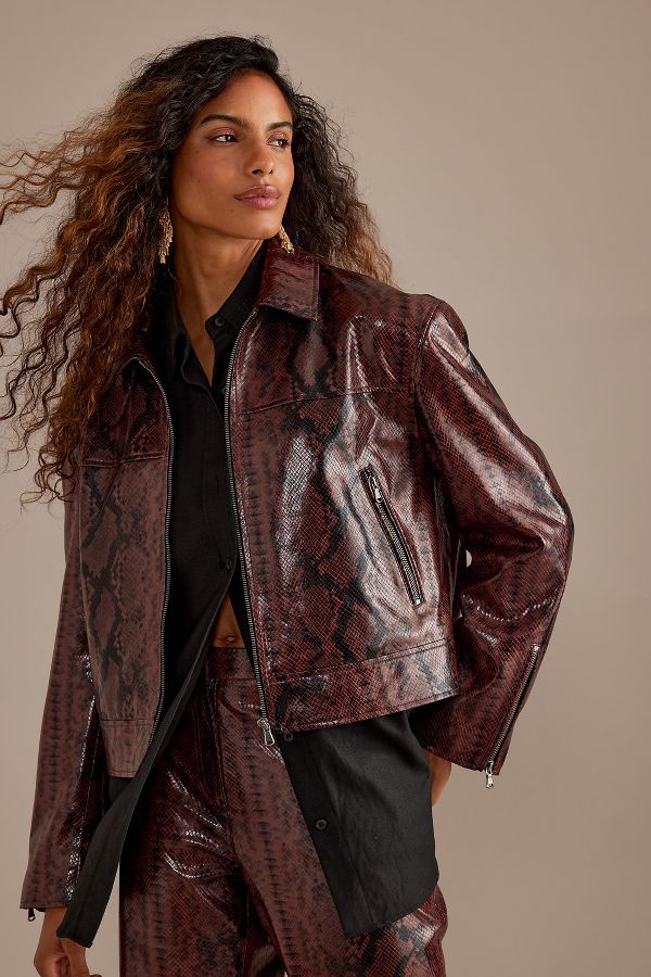 Vista de diapositivas: 2: Chaqueta Estampado Serpiente Oxblood Por Anthropologie