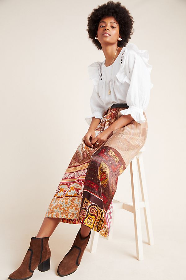 Slide View: 1: Genevieve Silk Maxi Skirt
