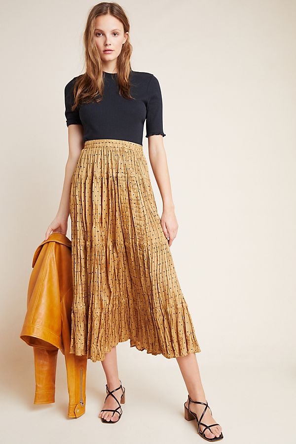 Slide View: 1: Leonora Tiered Silk Maxi Skirt